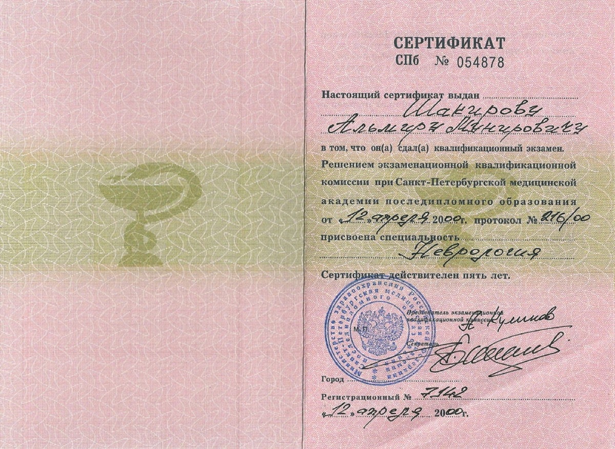 Диплом или сертификат Альмир Мунирович Шакиров — документ 18 из 22