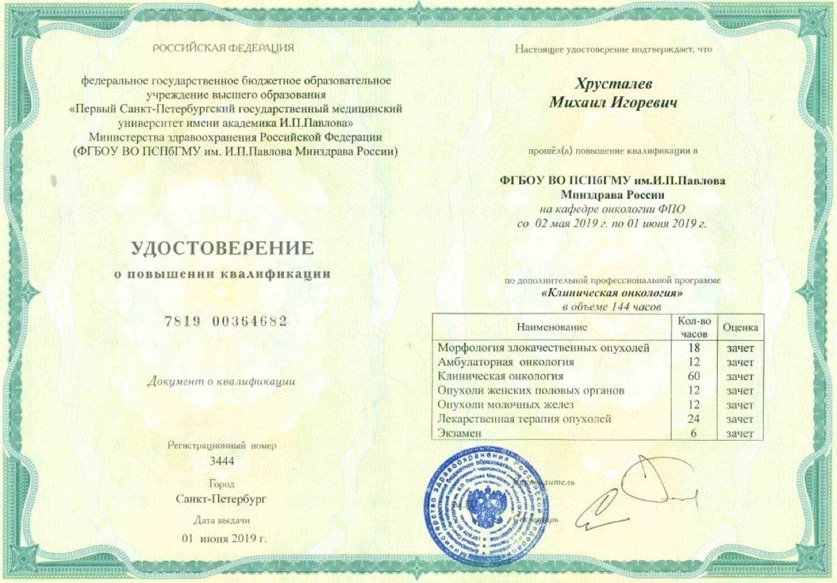 Диплом или сертификат Михаил Игоревич Хрусталев — документ 4 из 6