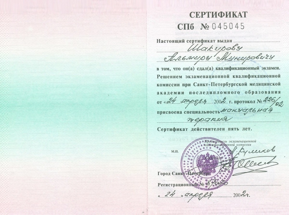 Диплом или сертификат Альмир Мунирович Шакиров — документ 9 из 22